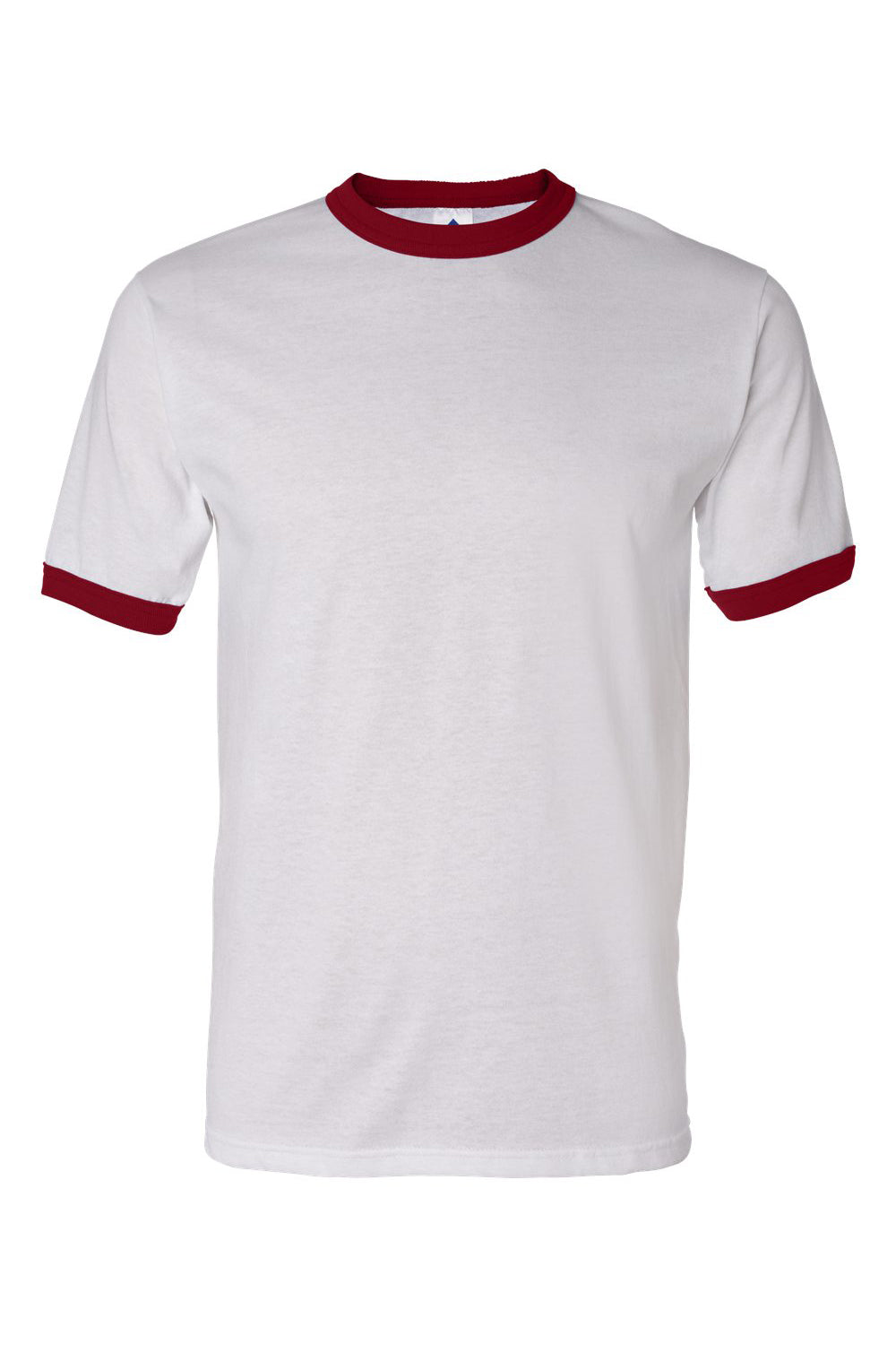 Augusta Sportswear 710 Mens Ringer Short Sleeve Crewneck T-Shirt White/Red Flat Front
