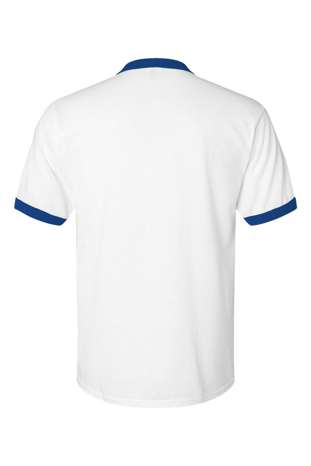 Augusta Sportswear 710 Mens Ringer Short Sleeve Crewneck T-Shirt White/Royal Flat Back