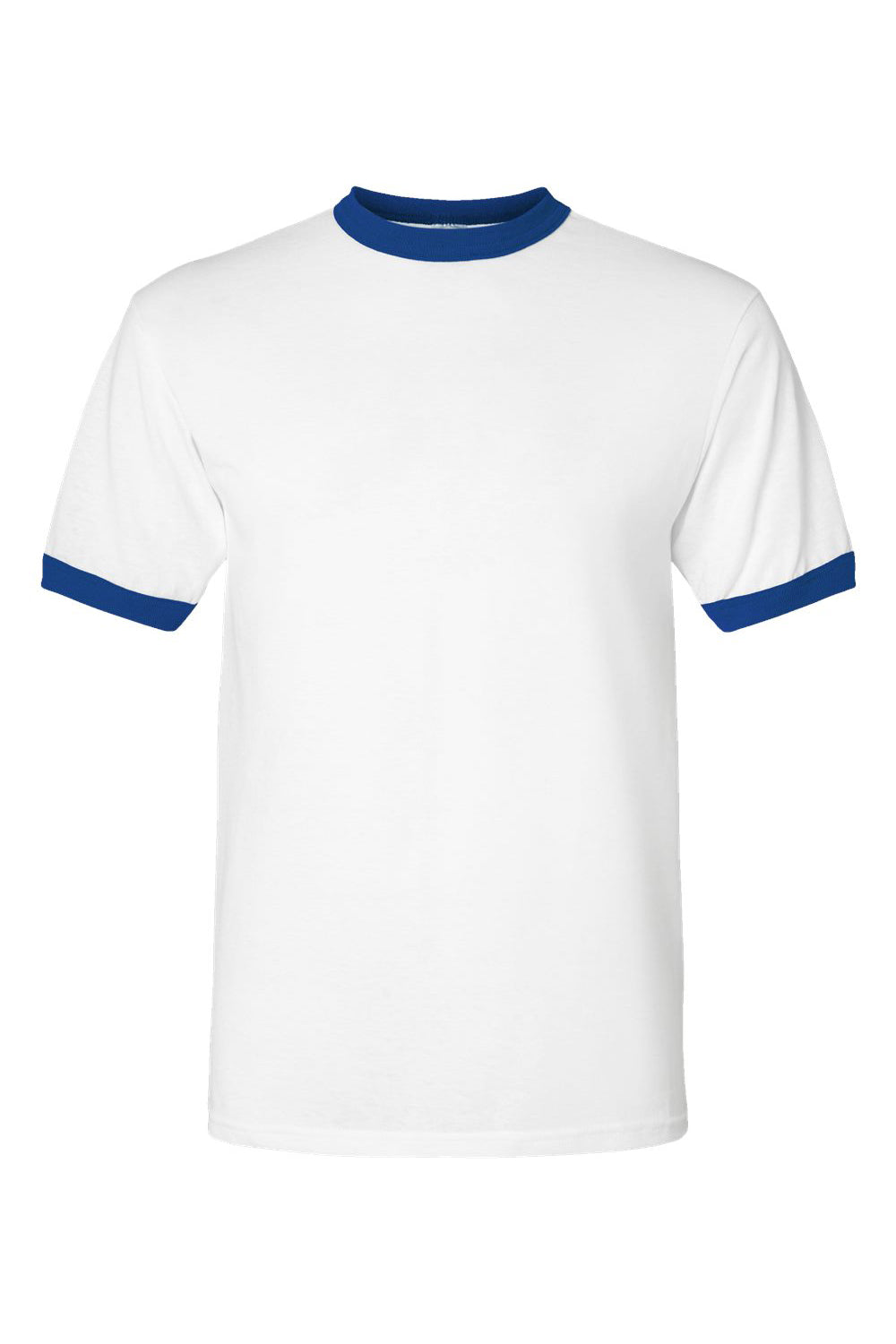 Augusta Sportswear 710 Mens Ringer Short Sleeve Crewneck T-Shirt White/Royal Flat Front
