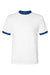Augusta Sportswear 710 Mens Ringer Short Sleeve Crewneck T-Shirt White/Royal Flat Front