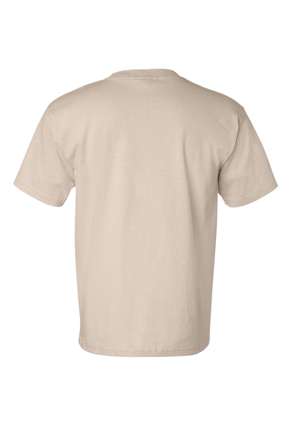 Bayside BA7100 Mens USA Made Short Sleeve Crewneck T-Shirt w/ Pocket Sand Flat Back