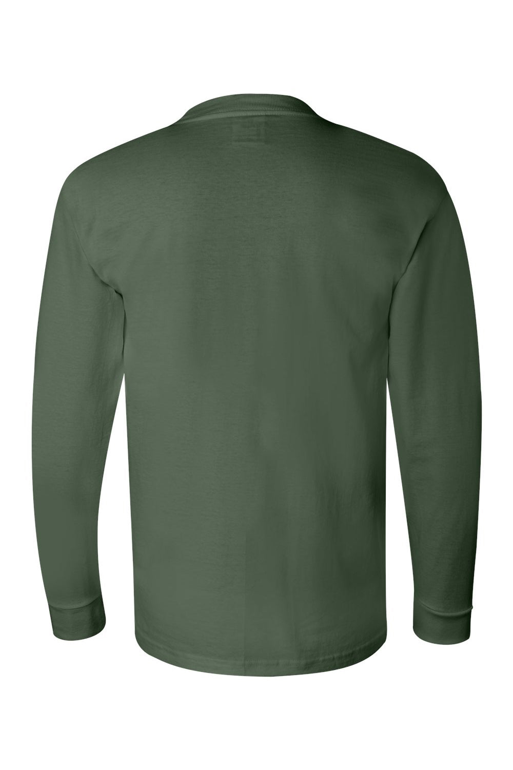 Bayside BA6100 Mens USA Made Long Sleeve Crewneck T-Shirt Forest Green Flat Back
