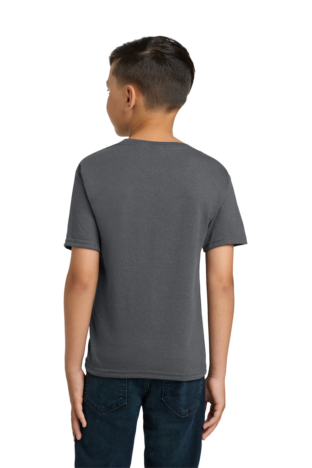 Jerzees 29B/29BR Youth Dri-Power Moisture Wicking Short Sleeve Crewneck T-Shirt Charcoal Grey Model Back