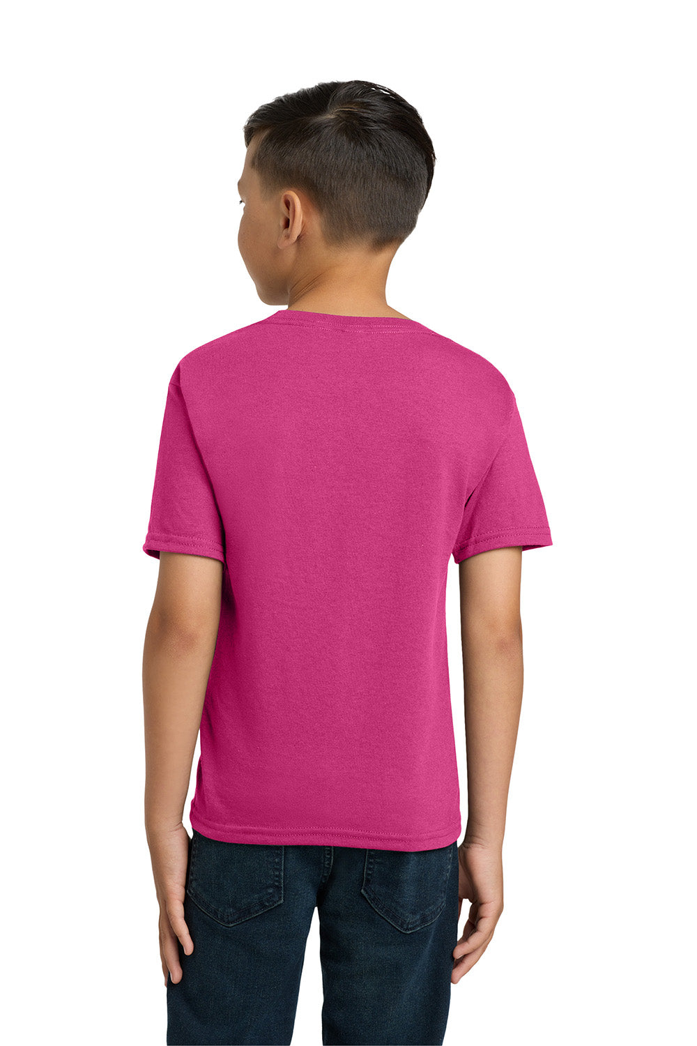 Jerzees 29B/29BR Youth Dri-Power Moisture Wicking Short Sleeve Crewneck T-Shirt Cyber Pink Model Back
