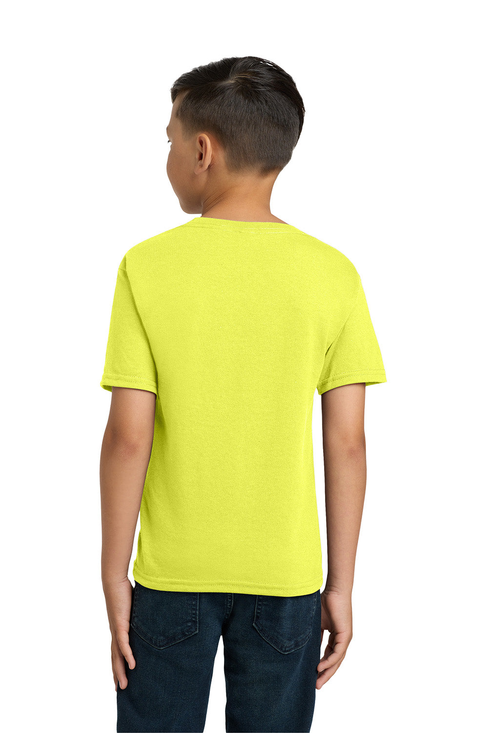 Jerzees 29B/29BR Youth Dri-Power Moisture Wicking Short Sleeve Crewneck T-Shirt Neon Yellow Model Back