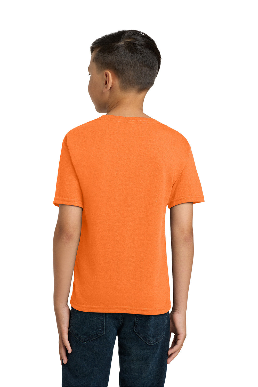 Jerzees 29B/29BR Youth Dri-Power Moisture Wicking Short Sleeve Crewneck T-Shirt Safety Orange Model Back