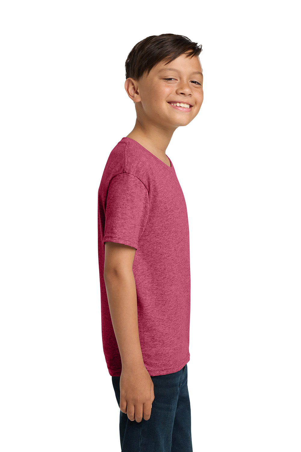 Jerzees 29B/29BR Youth Dri-Power Moisture Wicking Short Sleeve Crewneck T-Shirt Vintage Heather Red Model Side