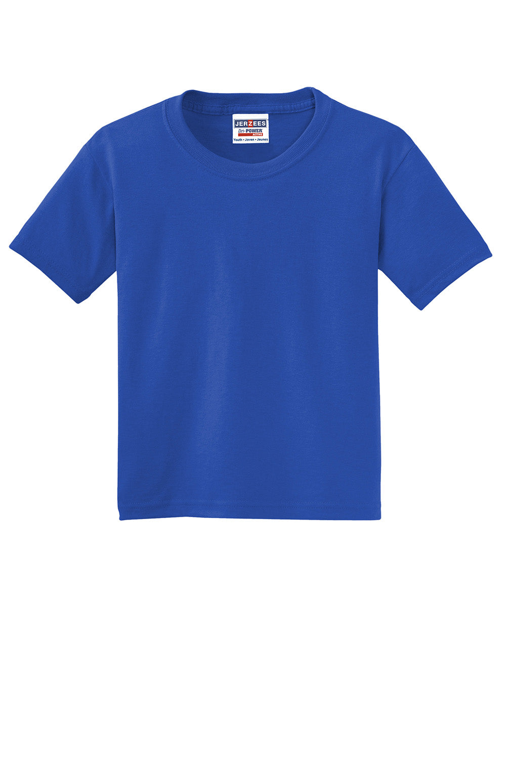 Jerzees 29B/29BR Youth Dri-Power Moisture Wicking Short Sleeve Crewneck T-Shirt Royal Blue Flat Front