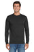 Jerzees 29LS/29LSR Mens Dri-Power Moisture Wicking Long Sleeve Crewneck T-Shirt Black Model Front