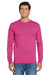 Jerzees 29LS/29LSR Mens Dri-Power Moisture Wicking Long Sleeve Crewneck T-Shirt Cyber Pink Model Front