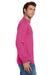 Jerzees 29LS/29LSR Mens Dri-Power Moisture Wicking Long Sleeve Crewneck T-Shirt Cyber Pink Model Side