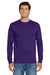 Jerzees 29LS/29LSR Mens Dri-Power Moisture Wicking Long Sleeve Crewneck T-Shirt Deep Purple Model Front