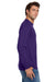 Jerzees 29LS/29LSR Mens Dri-Power Moisture Wicking Long Sleeve Crewneck T-Shirt Deep Purple Model Side