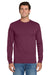 Jerzees 29LS/29LSR Mens Dri-Power Moisture Wicking Long Sleeve Crewneck T-Shirt Maroon Model Front
