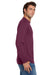 Jerzees 29LS/29LSR Mens Dri-Power Moisture Wicking Long Sleeve Crewneck T-Shirt Maroon Model Side