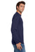 Jerzees 29LS/29LSR Mens Dri-Power Moisture Wicking Long Sleeve Crewneck T-Shirt Navy Blue Model Side