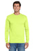 Jerzees 29LS/29LSR Mens Dri-Power Moisture Wicking Long Sleeve Crewneck T-Shirt Safety Green Model Front
