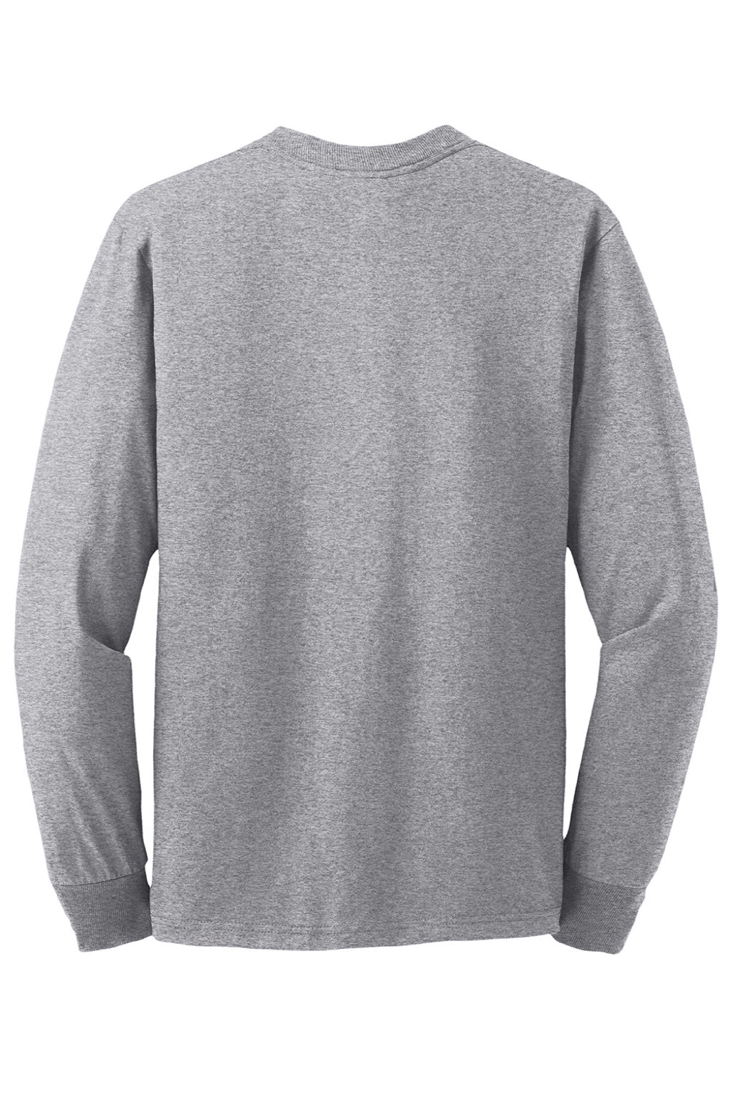 Jerzees 29LS/29LSR Mens Dri-Power Moisture Wicking Long Sleeve Crewneck T-Shirt Heather Grey Flat Back