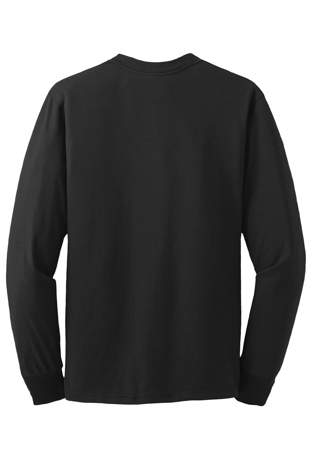 Jerzees 29LS/29LSR Mens Dri-Power Moisture Wicking Long Sleeve Crewneck T-Shirt Black Flat Back