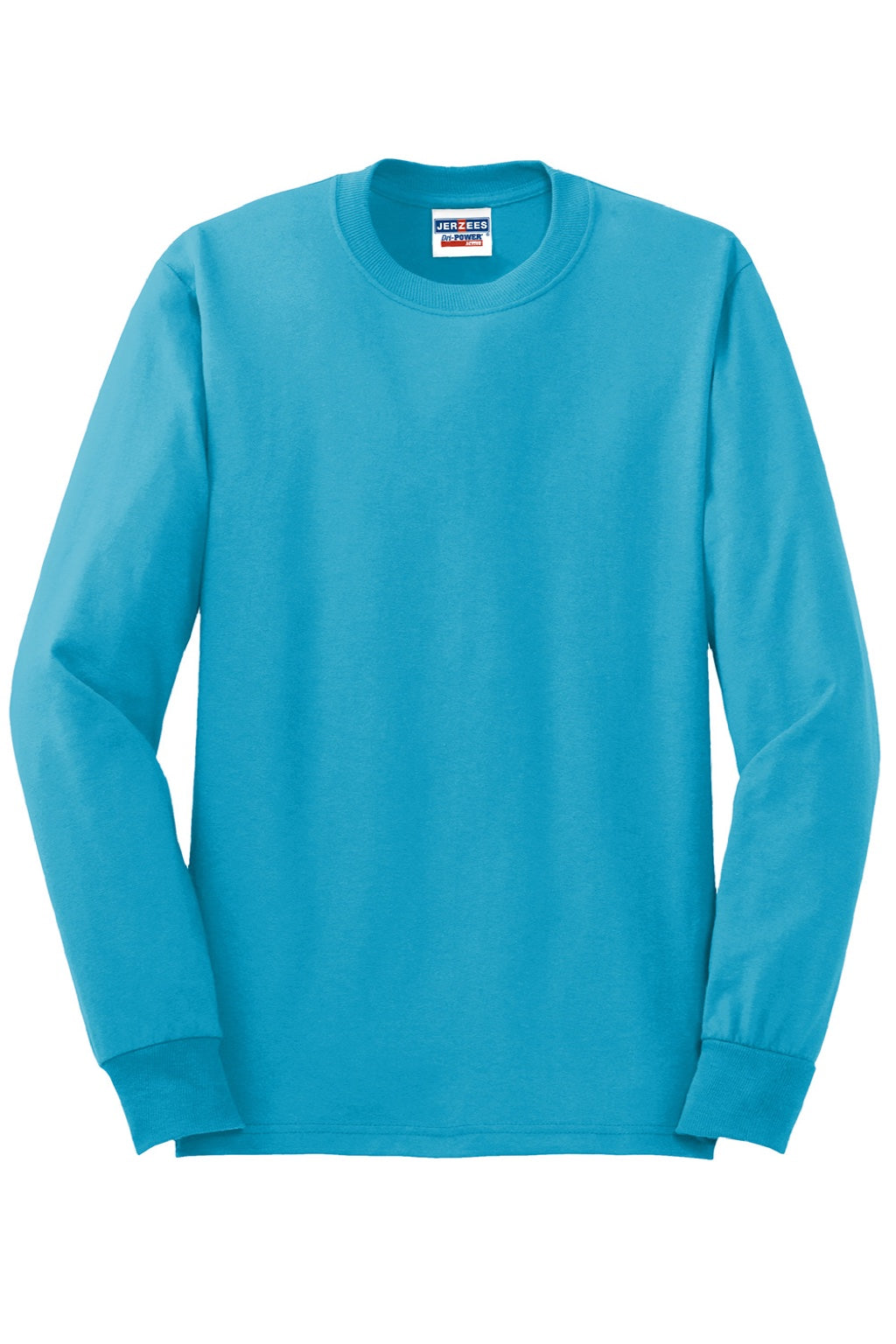 Jerzees 29LS/29LSR Mens Dri-Power Moisture Wicking Long Sleeve Crewneck T-Shirt California Blue Flat Front