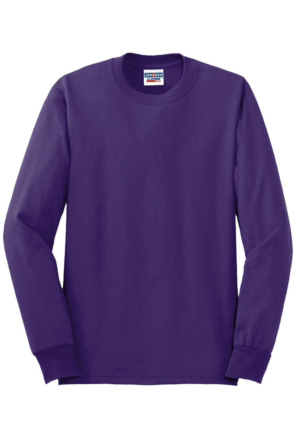 Jerzees 29LS/29LSR Mens Dri-Power Moisture Wicking Long Sleeve Crewneck T-Shirt Deep Purple Flat Front
