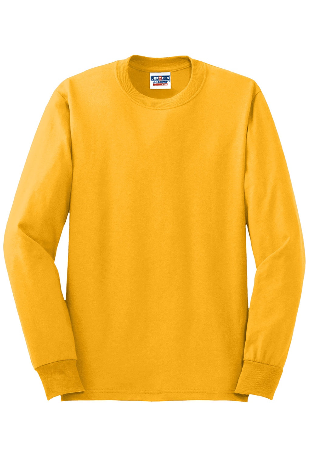 Jerzees 29LS/29LSR Mens Dri-Power Moisture Wicking Long Sleeve Crewneck T-Shirt Gold Flat Front