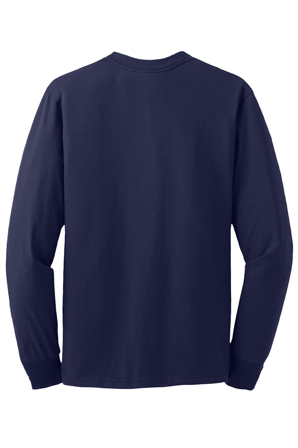 Jerzees 29LS/29LSR Mens Dri-Power Moisture Wicking Long Sleeve Crewneck T-Shirt Navy Blue Flat Back