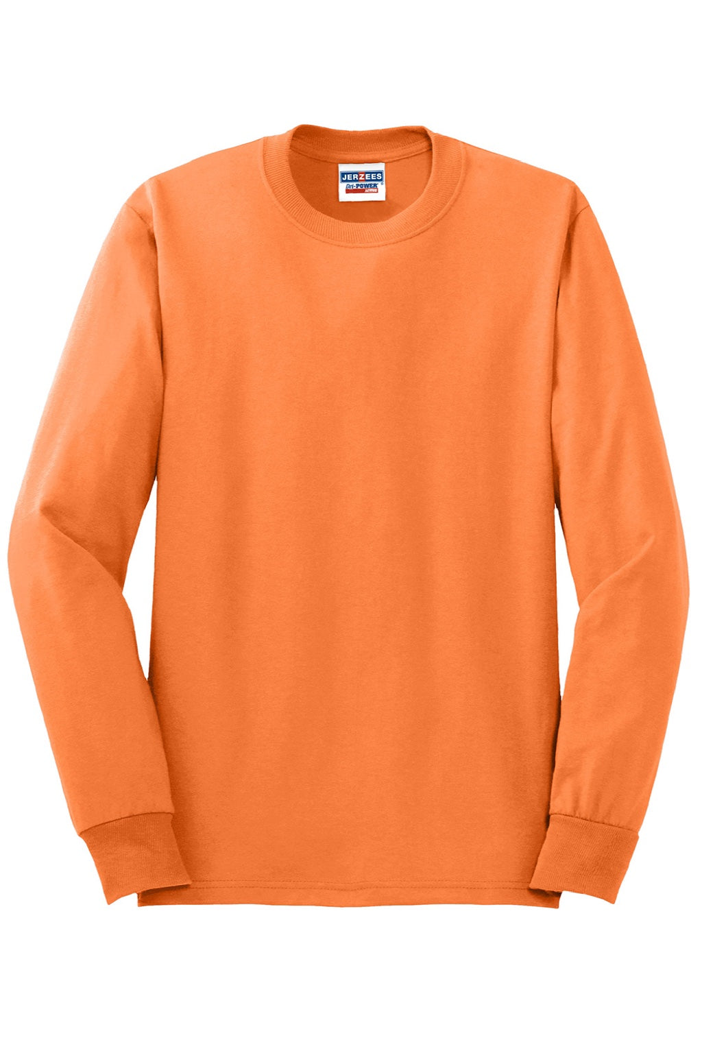 Jerzees 29LS/29LSR Mens Dri-Power Moisture Wicking Long Sleeve Crewneck T-Shirt Safety Orange Flat Front