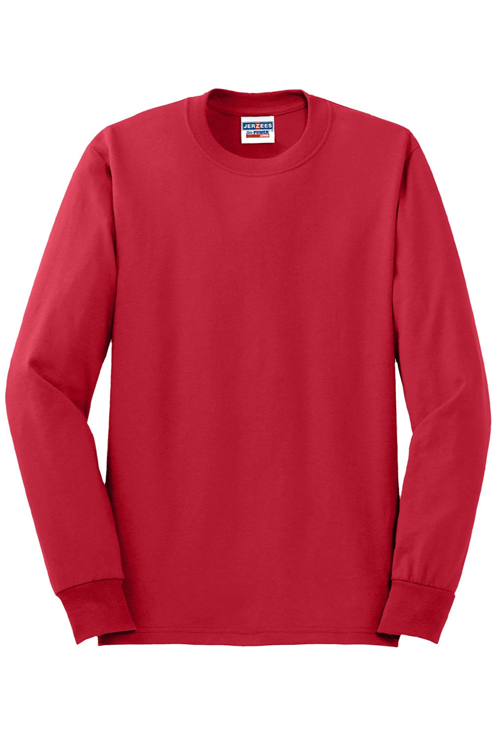 Jerzees 29LS/29LSR Mens Dri-Power Moisture Wicking Long Sleeve Crewneck T-Shirt True Red Flat Front