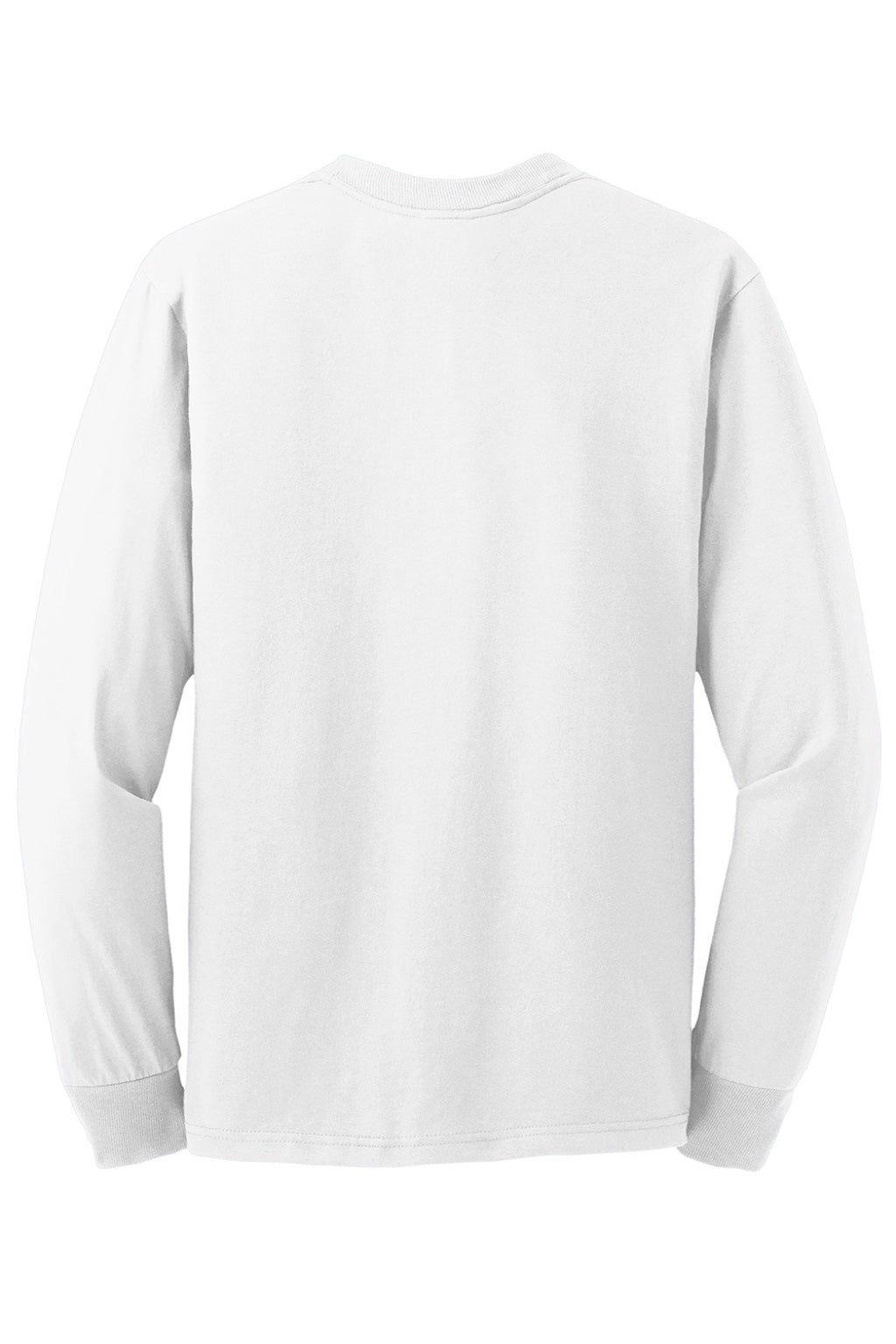 Jerzees 29LS/29LSR Mens Dri-Power Moisture Wicking Long Sleeve Crewneck T-Shirt White Flat Back
