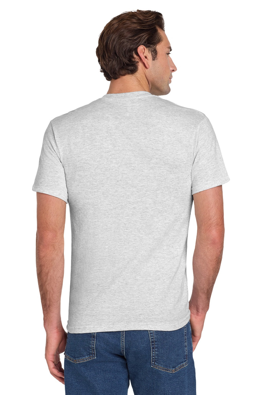 Jerzees 29MP/29MPR Mens Dri-Power Moisture Wicking Short Sleeve Crewneck T-Shirt w/ Pocket Ash Grey Model Back
