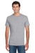 Jerzees 29MP/29MPR Mens Dri-Power Moisture Wicking Short Sleeve Crewneck T-Shirt w/ Pocket Heather Grey Model Front