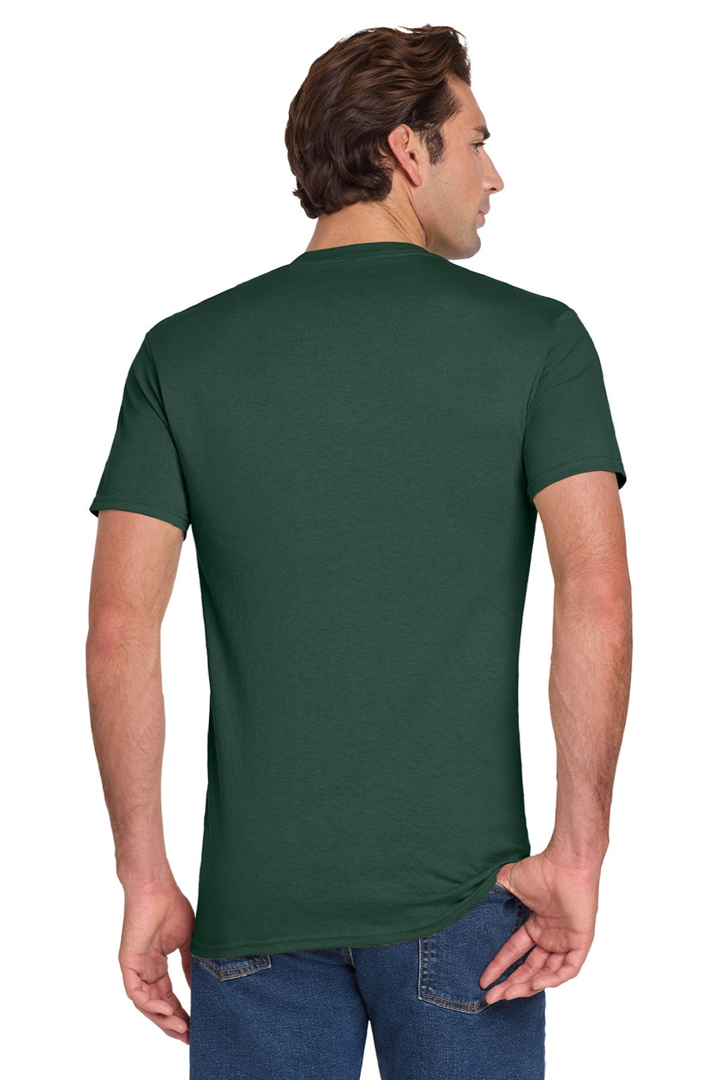 Jerzees 29MP/29MPR Mens Dri-Power Moisture Wicking Short Sleeve Crewneck T-Shirt w/ Pocket Forest Green Model Back