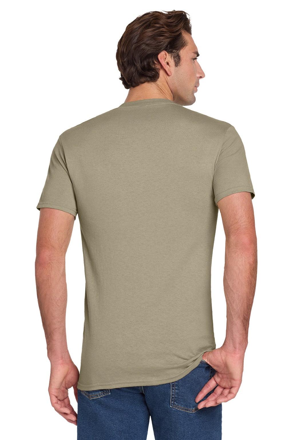 Jerzees 29MP/29MPR Mens Dri-Power Moisture Wicking Short Sleeve Crewneck T-Shirt w/ Pocket Khaki Model Back