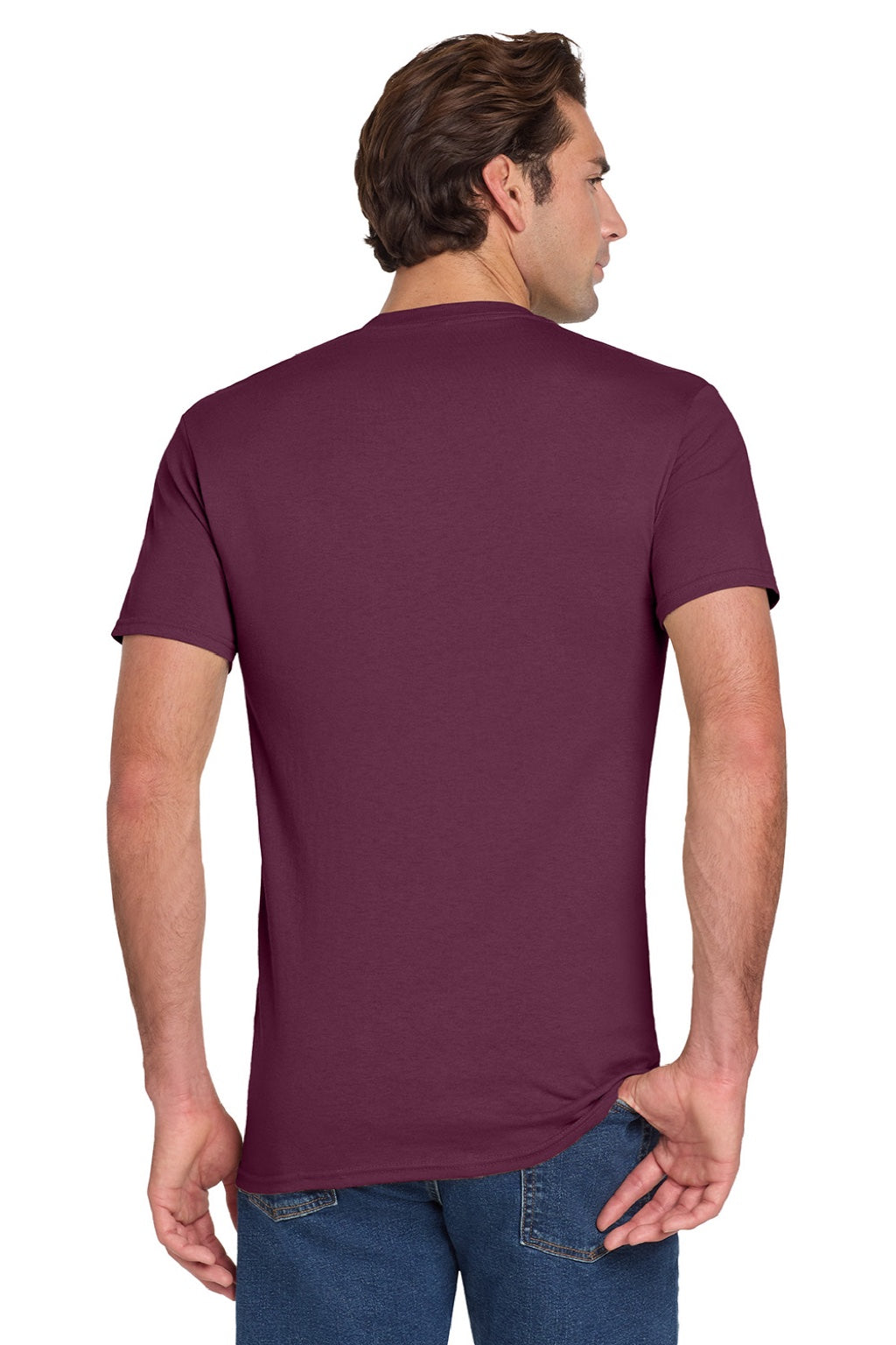 Jerzees 29MP/29MPR Mens Dri-Power Moisture Wicking Short Sleeve Crewneck T-Shirt w/ Pocket Maroon Model Back