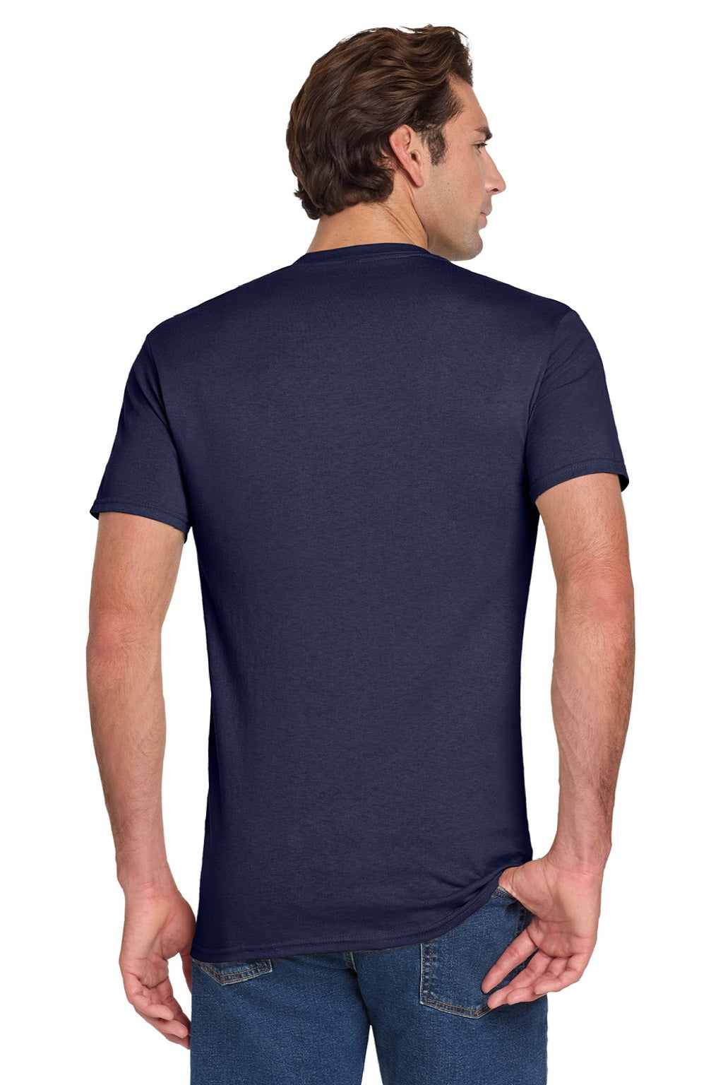 Jerzees 29MP/29MPR Mens Dri-Power Moisture Wicking Short Sleeve Crewneck T-Shirt w/ Pocket Navy Blue Model Back
