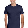 Jerzees Mens Dri-Power Moisture Wicking Short Sleeve Crewneck T-Shirt w/ Pocket - Navy Blue