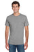 Jerzees 29MP/29MPR Mens Dri-Power Moisture Wicking Short Sleeve Crewneck T-Shirt w/ Pocket Oxford Grey Model Front