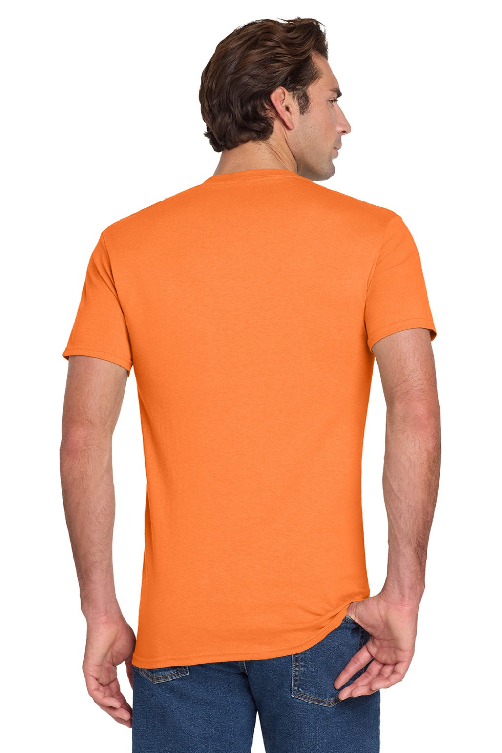 Jerzees 29MP/29MPR Mens Dri-Power Moisture Wicking Short Sleeve Crewneck T-Shirt w/ Pocket Safety Orange Model Back