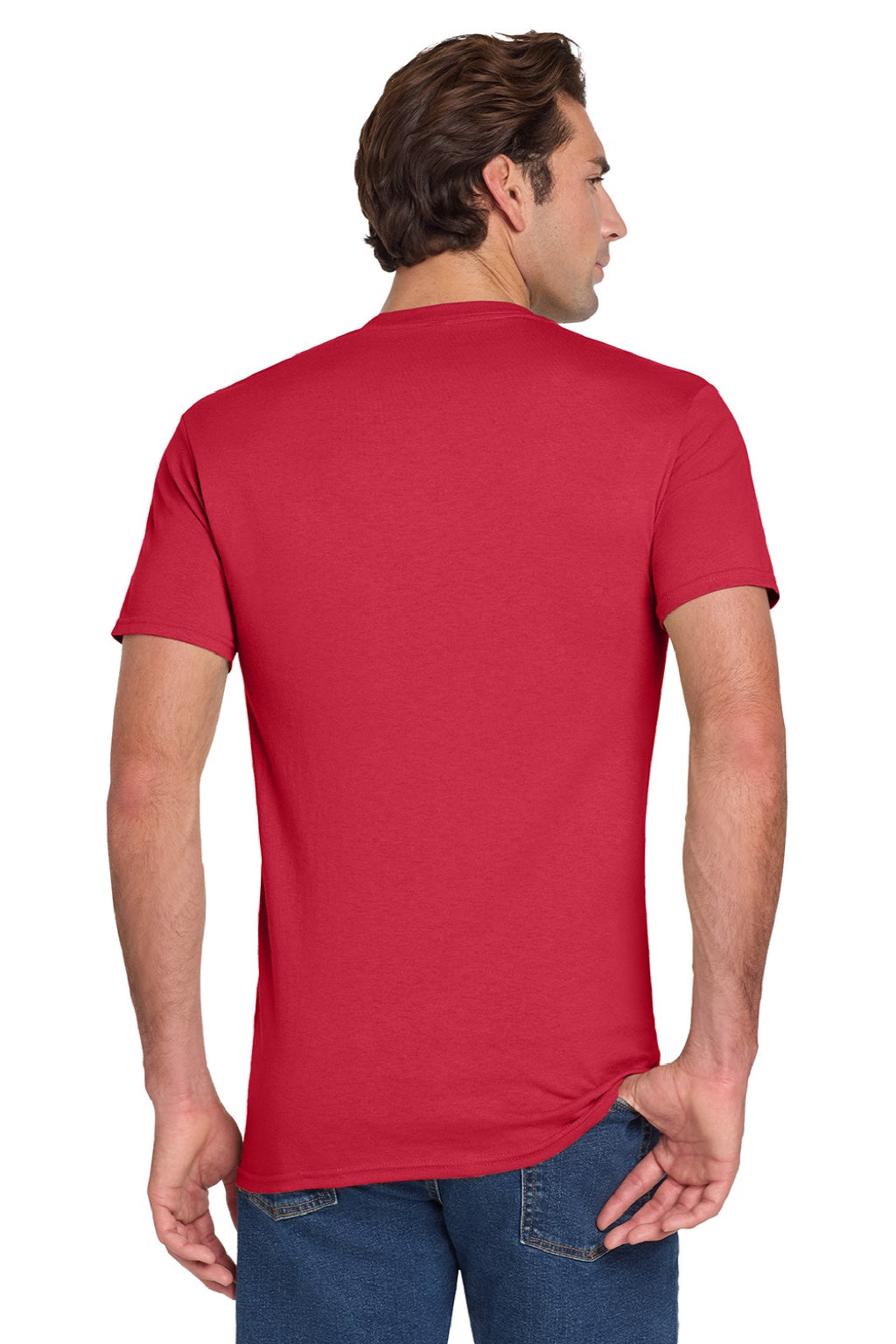 Jerzees 29MP/29MPR Mens Dri-Power Moisture Wicking Short Sleeve Crewneck T-Shirt w/ Pocket True Red Model Back