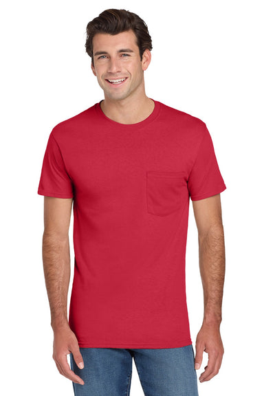 Jerzees 29MP/29MPR Mens Dri-Power Moisture Wicking Short Sleeve Crewneck T-Shirt w/ Pocket True Red Model Front