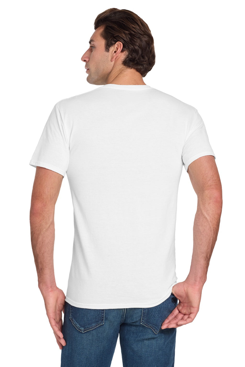Jerzees 29MP/29MPR Mens Dri-Power Moisture Wicking Short Sleeve Crewneck T-Shirt w/ Pocket White Model Back