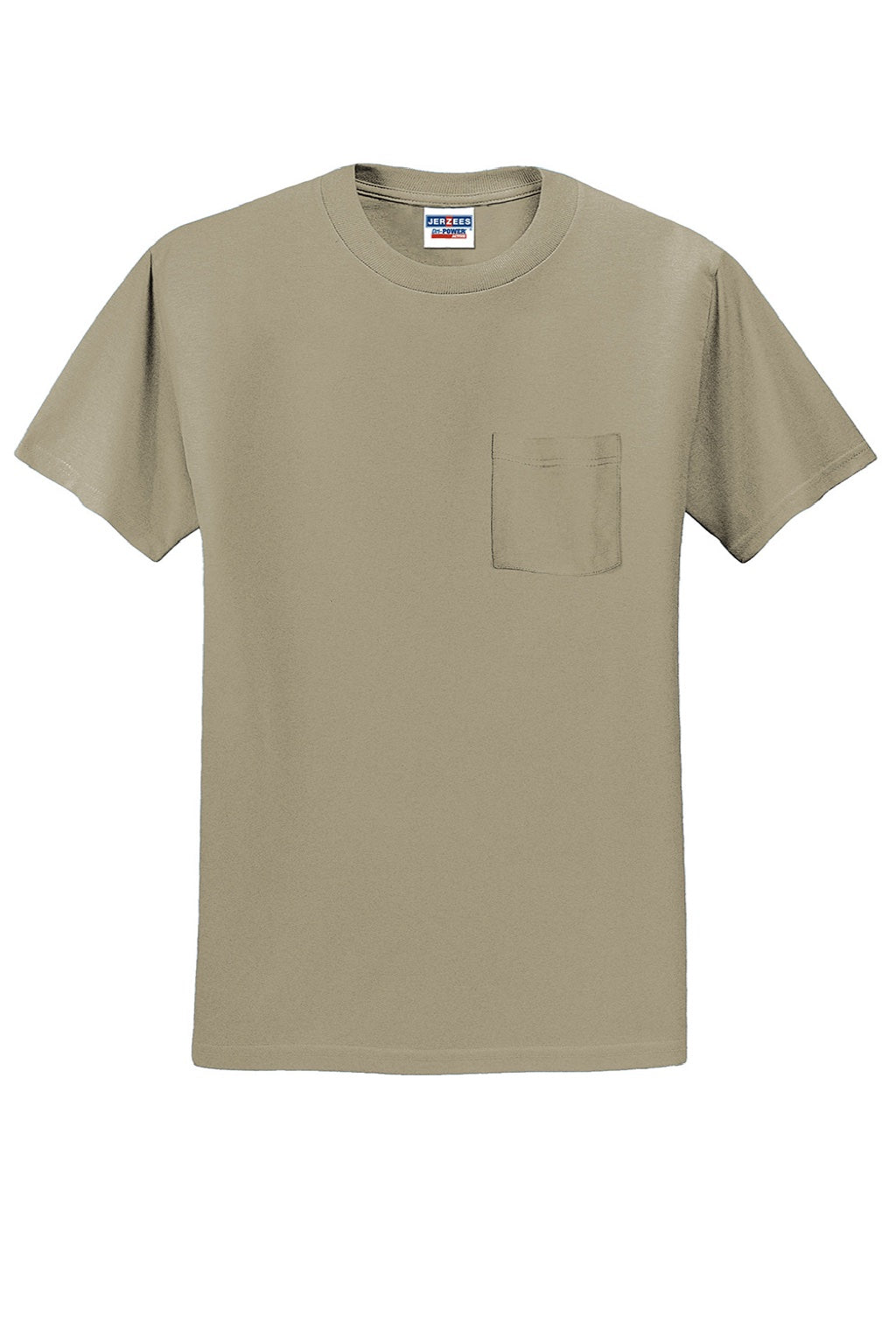 Jerzees 29MP/29MPR Mens Dri-Power Moisture Wicking Short Sleeve Crewneck T-Shirt w/ Pocket Khaki Flat Front