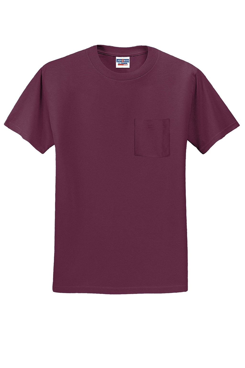 Jerzees 29MP/29MPR Mens Dri-Power Moisture Wicking Short Sleeve Crewneck T-Shirt w/ Pocket Maroon Flat Front