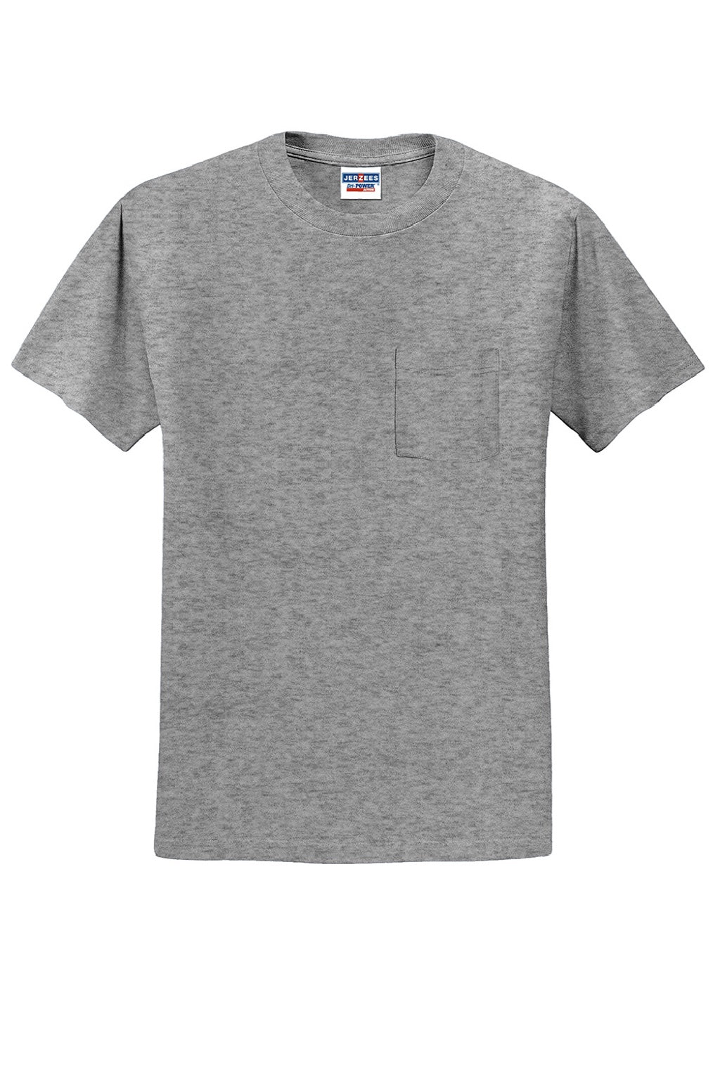 Jerzees 29MP/29MPR Mens Dri-Power Moisture Wicking Short Sleeve Crewneck T-Shirt w/ Pocket Oxford Grey Flat Front