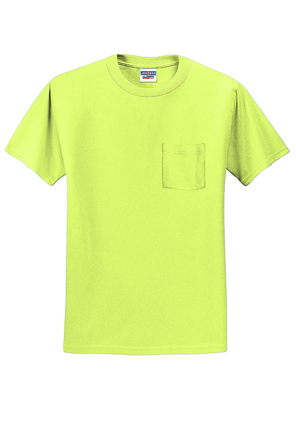 Jerzees 29MP/29MPR Mens Dri-Power Moisture Wicking Short Sleeve Crewneck T-Shirt w/ Pocket Safety Green Flat Front