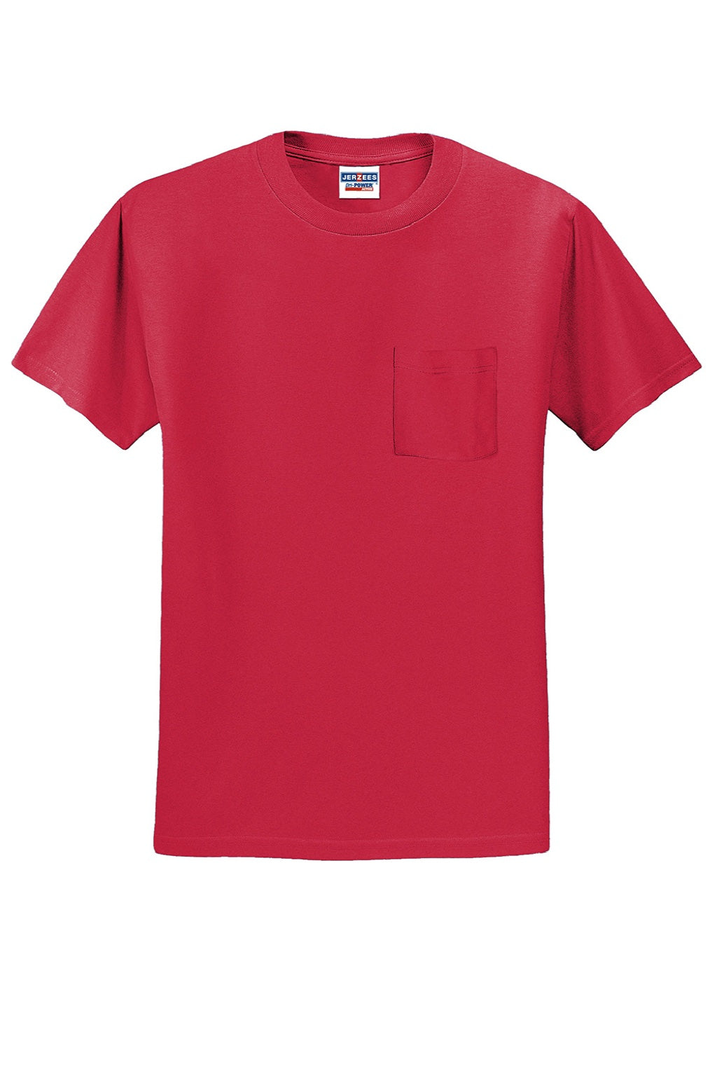 Jerzees 29MP/29MPR Mens Dri-Power Moisture Wicking Short Sleeve Crewneck T-Shirt w/ Pocket True Red Flat Front