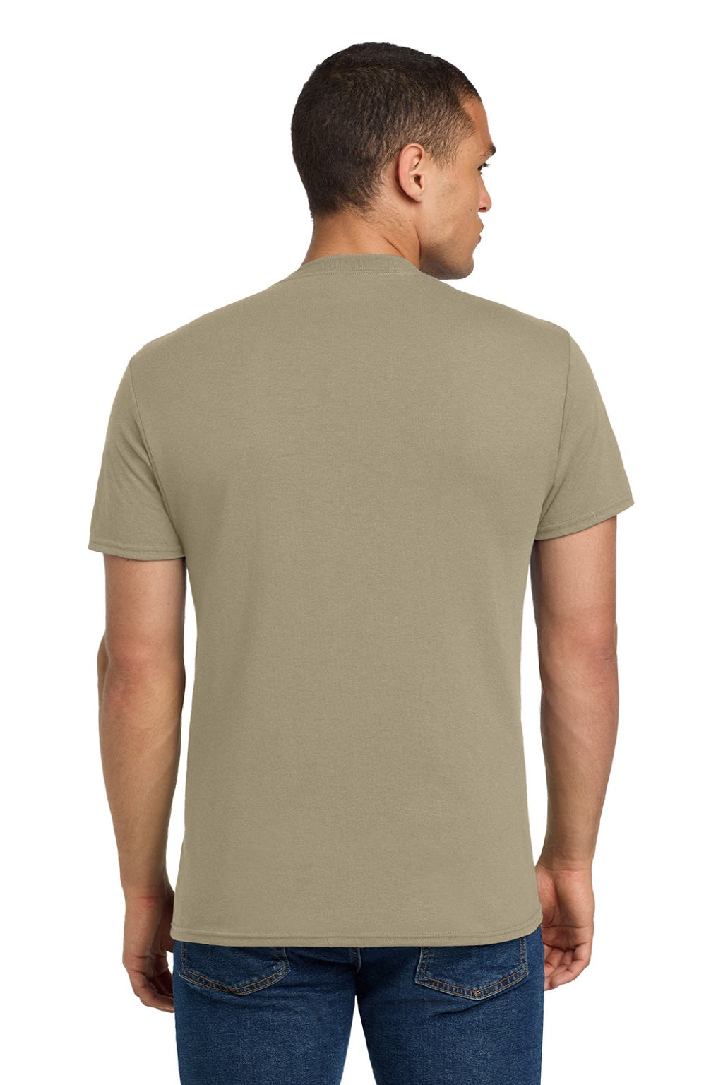 Jerzees 29M/29MR/29MT Mens Dri-Power Moisture Wicking Short Sleeve Crewneck T-Shirt Khaki Brown Model Back