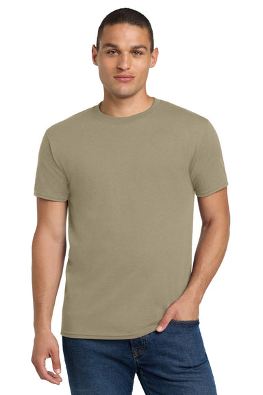 Jerzees 29M/29MR/29MT Mens Dri-Power Moisture Wicking Short Sleeve Crewneck T-Shirt Khaki Brown Model Front