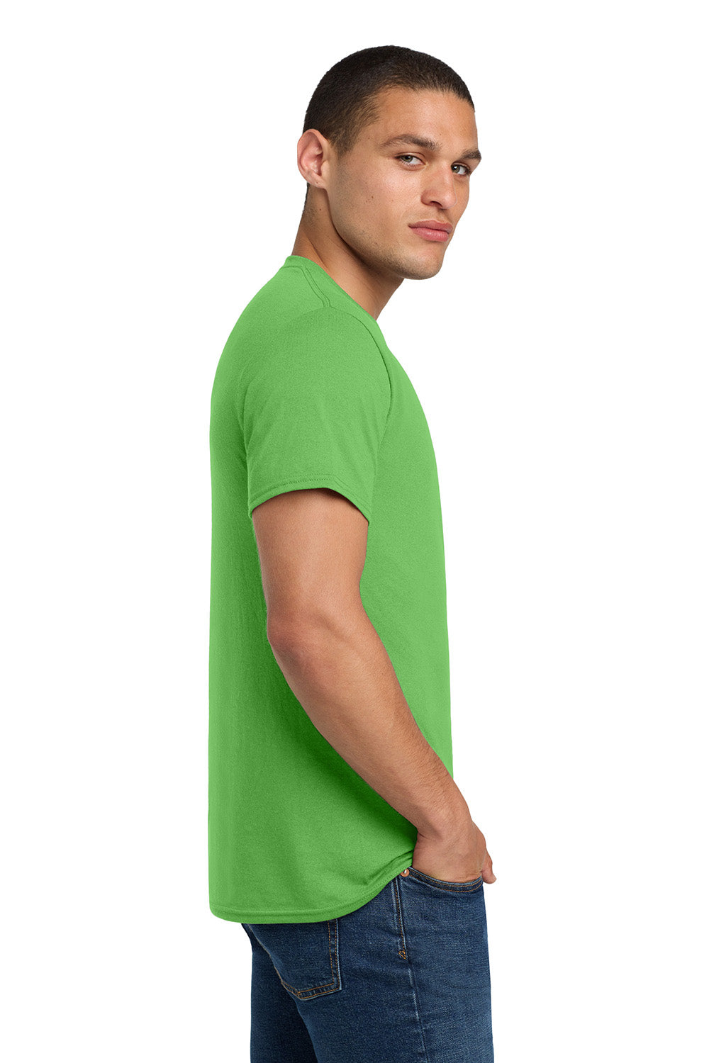 Jerzees 29M/29MR/29MT Mens Dri-Power Moisture Wicking Short Sleeve Crewneck T-Shirt Kiwi Green Model Side